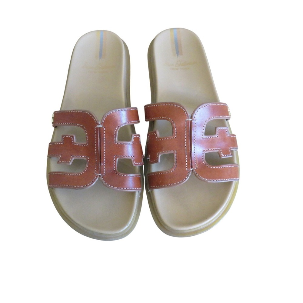 Sam Edelman Valeri Leather Slide Sandals Brown Cutout Platform Womens 8.5M 38.5 - Picture 3 of 7